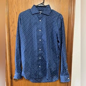 Jos. A. Bank Navy Floral Patterned Dress Shirt 15 1/2 - 34